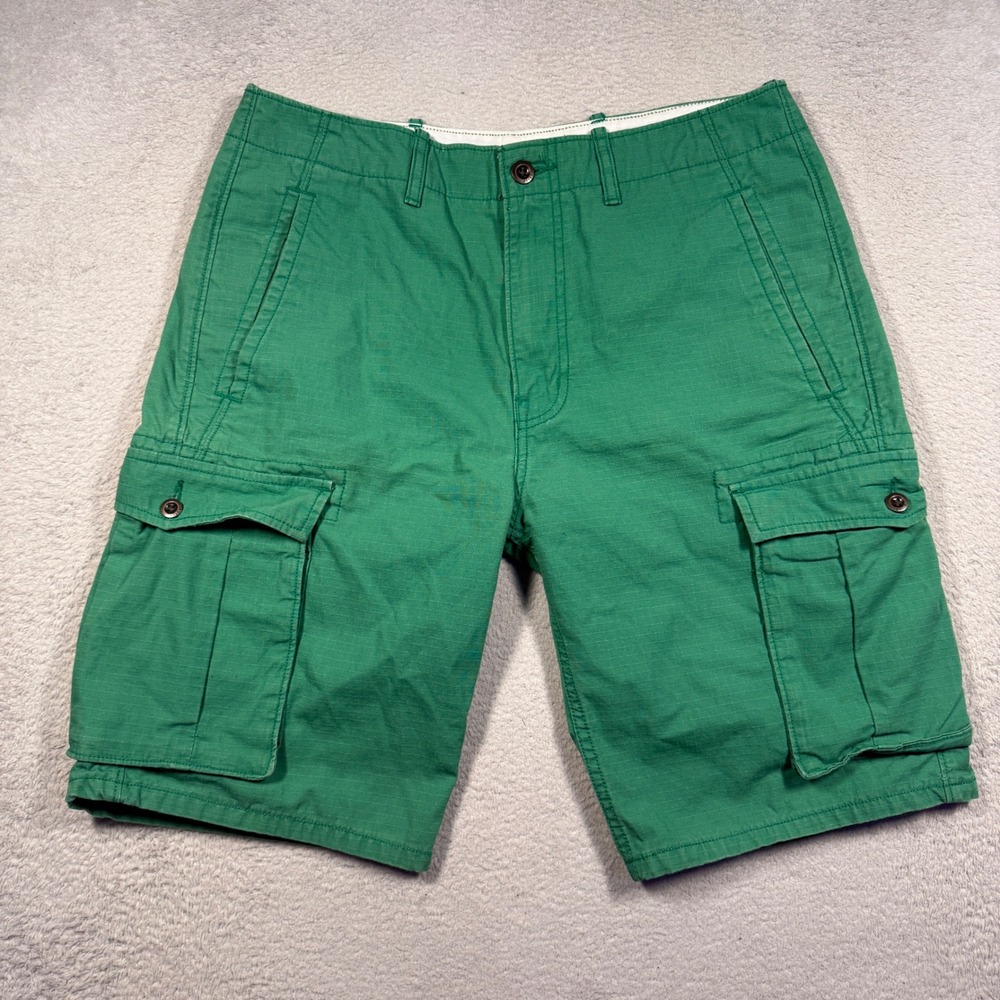 Levi Strauss Cargo Shorts Mens 32 Green Ripstop Cotton Utility Retro 2010s